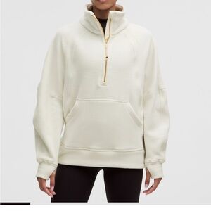 Lululemon Bone/Gold Scuba Tumbled Fleece Funnel-Neck Half Zip - Only Worn Once!